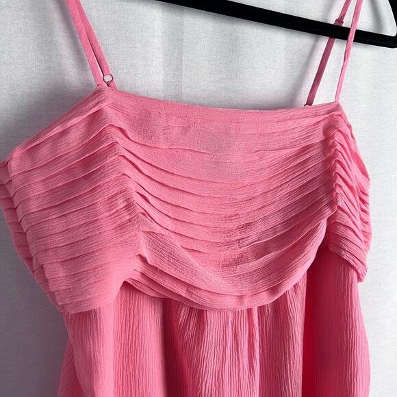 Vintage Gap Y2K Coquette Babydoll Cami Top Pleated Silk Pink Fairy Romantic - Picture 2 of 5